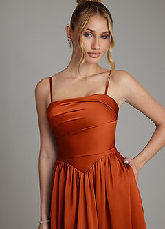 Azazie Zena Bridesmaid Dresses Paprika A-Line Strapless Stretch Satin Dress image2