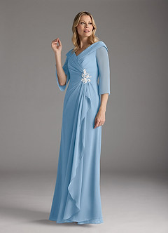 Azazie Jaycee Abiti per la Madre della Sposa Abito A-Line in Chiffon Azzurro Polvere image4