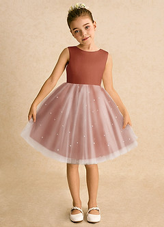 Azazie Esme Flower Girl Dresses Auburn Ball-Gown Bow Tulle Dress image6