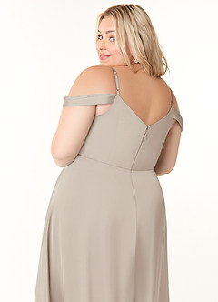 Azazie Ocean Brautjungfernkleider A-Linie V-Hals Gefaltet Stretch-Satin Kleid Frost image6