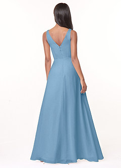 Azazie Nala Bridesmaid Dresses Steel Blue A-Line Pleated Chiffon Dress image2