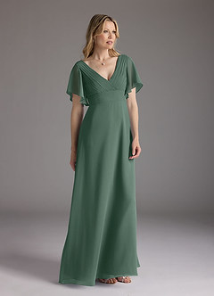 Azazie Alessa Mother of the Bride Dresses Sea Moss A-Line V-Neck Pleated Chiffon Dress image1