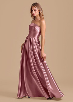 Azazie Lucienne Bridesmaid Dresses Vintage Mauve A-Line Pleated Metallic Satin Dress image6