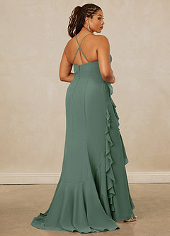 Christian Siriano Bridal for Azazie 1006 Bridesmaid Dresses Eucalyptus Mermaid Ruched Chiffon Dress image15