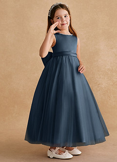 Azazie Cookie Flower Girl Dresses Neptune A-Line Bow Tulle Dress image2