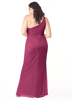 Azazie Cassia Bridesmaid Dresses Mulberry Sheath One Shoulder Mesh Dress image8