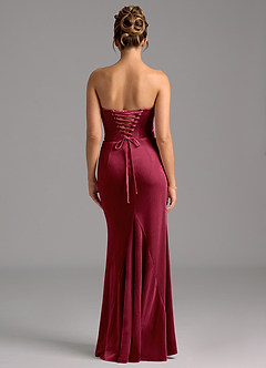 Azazie Sorrel Robes de demoiselle d'honneur Robe Sirène Convertible en velours Corset Bourgogne image8