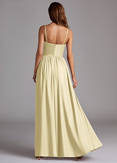 Azazie Calianna Bridesmaid Dresses Lemon Sorbet A-Line Off the Shoulder Stretch Satin Convertible Dress image4