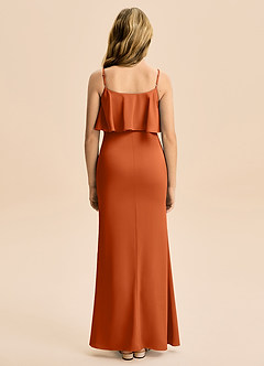 Azazie Galene Junior Havfrue Stræk satin Gulv-længde Junior brudepige Kjole image2