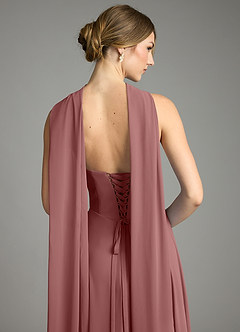 Azazie Ayla Abiti da Damigella Abito A-Line in Chiffon Scollo a Cuore Rosa Del Deserto image12