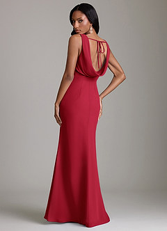 Azazie Linelle Bridesmaid Dresses Scarlet Mermaid Pleated Chiffon Dress image2