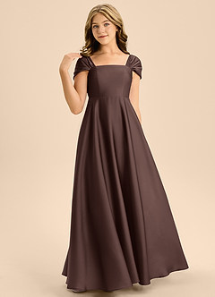 Azazie Rowena Junior Ganache A-Line Bow Stretch Satin Dress image4