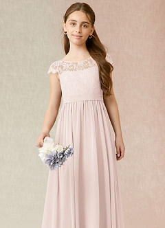 Azazie Silvermist Junior Rose Petal A-Line Pleated Chiffon Dress image6