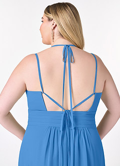 Azazie Farren Robes de demoiselle d'honneur Robe Trapèze Convertible en Mousseline de soie Plissée Geai Bleu image14
