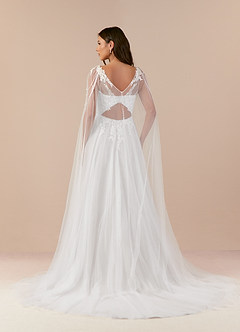 Azazie Goddess Robes de mariée Robe Trapèze en Tulle Col V à paillettes Blanc De Diamant image8