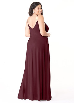 Azazie Evalin Abiti da Damigella Abito A-Line in Maglia con Scollo a V a Pieghe Cabernet image10
