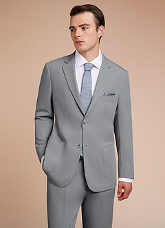 front Owen Gris Chaqueta de traje ligera a medida