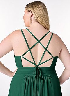 Azazie Farren Bridesmaid Dresses Emerald A-Line Pleated Chiffon Convertible Dress image15