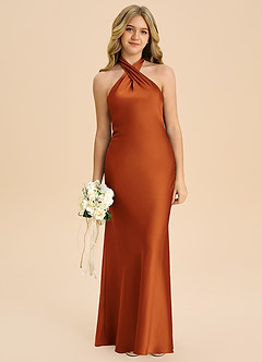 Azazie Chickie Junior Etui Plissee Stretch-Satin Kleid Kanel image3