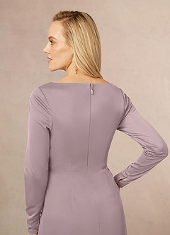 Azazie Risa Mother of the Bride Dresses Dusk Mermaid V-Neck Pleated Mesh Dress image5