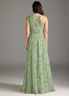 Azazie Charlize Jurken voor bruidsmeisjes Jurk van Chiffon met A-Lijn One-Shoulder Groene Varen Bloemen image7