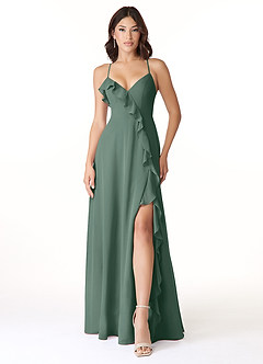 Azazie Tarni Robes de demoiselle d'honneur Robe Trapèze en Mousseline de soie Mousse De Mer image1