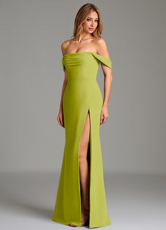 Azazie Riley Robes de demoiselle d'honneur Robe Fourreau Convertible en Mousseline de soie Épaule décolletée Citronnelle image6