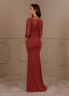 Azazie Fatemah Mother of the Bride Dresses Rust Mermaid Scoop Lace Lace Dress image3