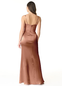 Azazie Sukia Bridesmaid Dresses Bronzer Mermaid Pleated Metallic Satin Dress image2