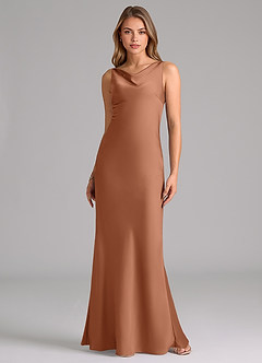 Azazie Allettie Bridesmaid Dresses Bronzer Mermaid Stretch Satin Dress image6