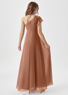 Azazie Arabella Junior Abito A-Line in Chiffon Increspato Bronzo image2