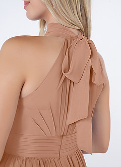Azazie Iman Abiti da Damigella Abito A-Line in Chiffon A-Line con Increspature Champagne Rosa image7