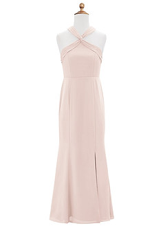 Azazie Rue Junior Robe Sirène en Mousseline de soie Fente Latérale Rose Pétale image6