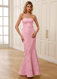 Azazie 2026 Sexy Lace Up Bows Mermaid Prom Dress Pink Gown