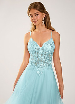 Calliem Blue Beading Lace Tulle Prom Dress image6