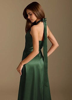 Azazie Tracie Robes de demoiselle d'honneur Robe Trapèze en Satiné métallisé Plissée Eucalyptus image8