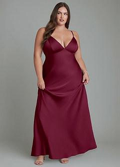 Azazie Stefania Bridesmaid Dresses Mulberry A-Line Stretch Satin Dress image11