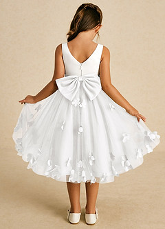 Azazie Sprout Flower Girl Dresses White A-Line Bow Tulle Dress image1