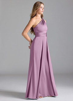Azazie Dallas Bridesmaid Dresses Wisteria A-Line One Shoulder Stretch Satin Dress image4