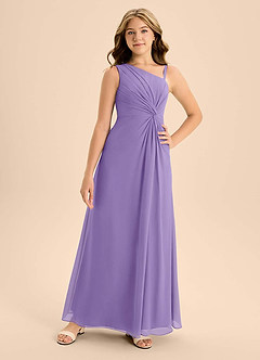 Azazie Brooke Junior Robe Trapèze en Mousseline de soie Fente Latérale Tahiti image4