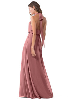 Azazie Landry Final Sale Desert Rose A-Line Pleated Mesh Dress image5