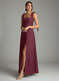 Azazie Debra Bridesmaid Dresses Cabernet A-Line with Pockets Chiffon Convertible Dress image8