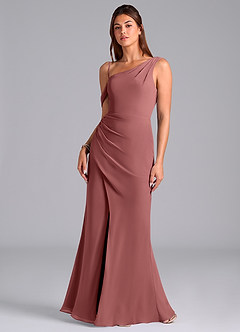 Azazie Madelyn Brautjungfernkleider Wandelbar Meerjungfrau-Linie Schulterfrei Chiffon Kleid Amethyst image4