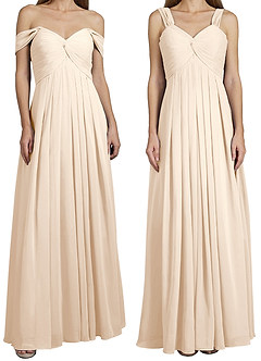 Azazie Kaitlynn Robes de demoiselle d'honneur Robe Empire Convertible en Mousseline de soie Gerafft Albâtre Blanc image8
