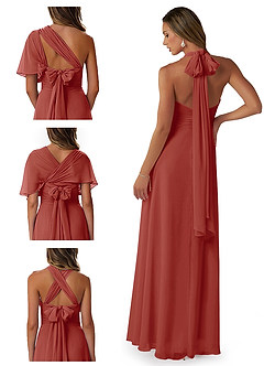Azazie Fifi Bridesmaid Dresses Terracotta A-Line Strapless Chiffon Convertible Dress image8