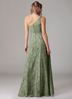 Azazie Ellianna Bridesmaid Dresses Pistachio A-Line One Shoulder Floral Burnout Dress image2