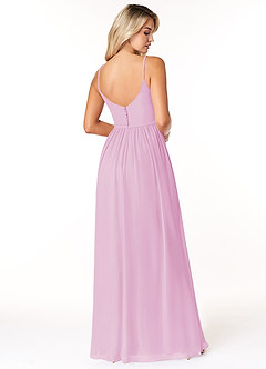 Azazie Rayna Bridesmaid Dresses Candy Pink A-Line V-Neck Pleated Chiffon Dress image2