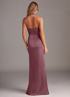 Azazie Jemma Bridesmaid Dresses Amethyst Sheath Pleated Stretch Satin Dress image6