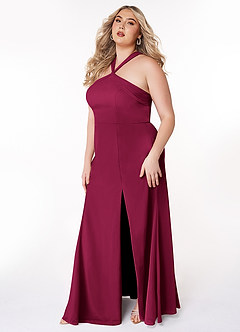 Azazie Rue Bridesmaid Dresses Burgundy A-Line Halter Chiffon Dress image9