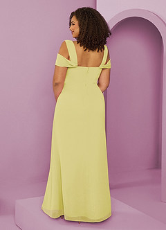 Barbie ♥ Azazie Jurken voor bruidsmeisjes Jurk van Chiffon met A-Lijn Off the Shoulder Citroensorbet image8